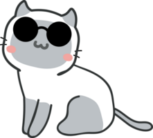 Cat with sunglasses cartoon character crop-out png