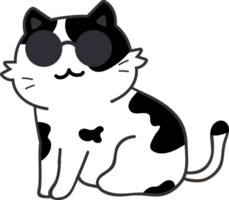 Cat with sunglasses cartoon character crop-out png