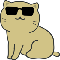 Cat with sunglasses cartoon character crop-out png