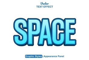 space text effect with blue color graphic style editable. vector