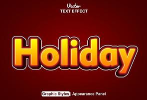 holiday text effect with orange and red graphic style editable. vector