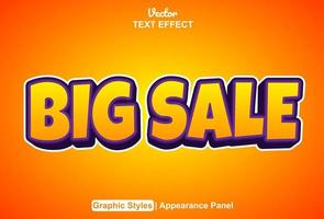 big sale text effect with orange color graphic style editable. vector