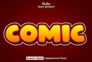 comic text effect with editable orange and red graphic style. vector