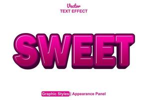 sweet text effect with pink graphic style editable. vector