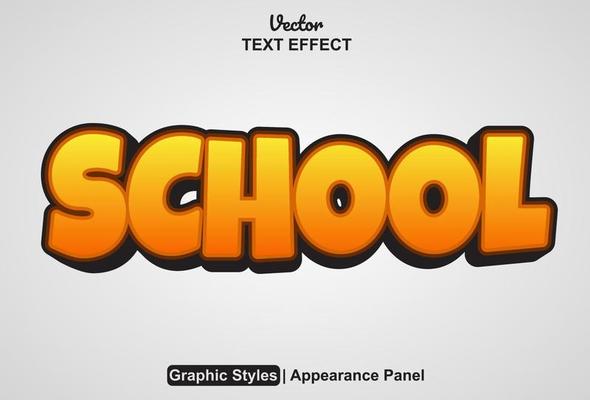 school text effect with orange color graphic style editable.