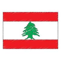 Hand drawn sketch flag of Lebanon. Doodle style icon vector