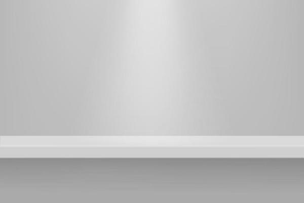Empty white color shelf with shadow background.