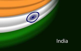 Wave flag of India on dark background. Banner or ribbon vector t