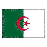 Hand drawn sketch flag of Algeria. doodle style icon vector