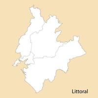 alto calidad mapa de litoral es un provincia de Camerún vector