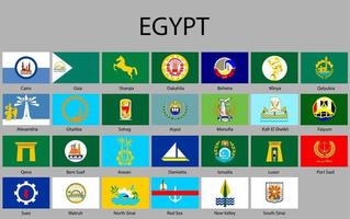 todas banderas de regiones de Egipto vector