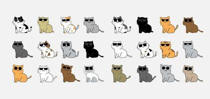 gato con Gafas de sol dibujos animados personaje icono paquete vector