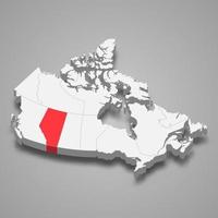 Alberta region location within Canada 3d map vector