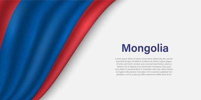 Wave flag of Mongolia on white background. vector