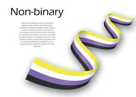 Waving ribbon or banner with Non-binary pride flag vector