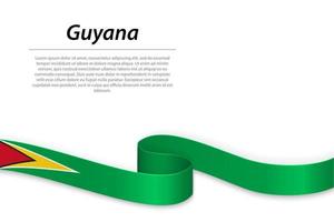 Waving ribbon or banner with flag of Guyana vector