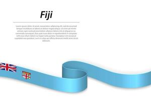 Waving ribbon or banner with flag of Fiji vector