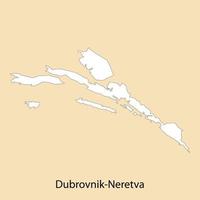 alto calidad mapa de dubrovnik-neretva es un región de Croacia vector