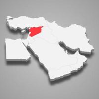 Syria country location within Middle East 3d map vector