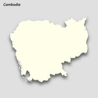 3d isometric map of Cambodia isolated with shadow vector