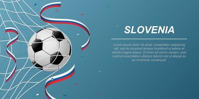 Soccer background with flying ribbons in colors of the flag of Slovenia vector