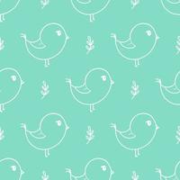 Cute spring bird seamless pattern vector illustration.