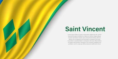 Wave flag of Saint Vincent on white background. vector
