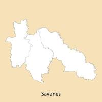 High Quality map of Savanes is a region of Ivory Coast vector