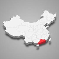 province location within China 3d map Template for your design vector