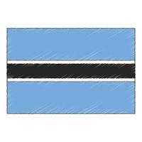 Hand drawn sketch flag of Botswana. doodle style icon vector