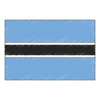 Hand drawn sketch flag of Botswana. doodle style icon vector