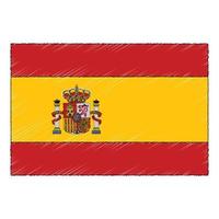 Hand drawn sketch flag of Spain. doodle style icon vector