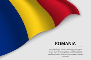 Wave flag of Romania on white background. Banner or ribbon vecto vector