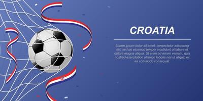 Soccer background with flying ribbons in colors of the flag of Croatia vector