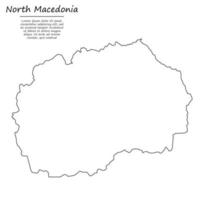 Simple outline map of North Macedonia, silhouette in sketch line vector