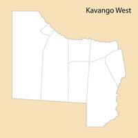 High Quality map of Kavango West is a region of Namibia vector