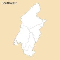 High Quality map of Southwest is a province of Cameroon vector