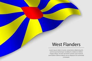 Wave flag of West Flanders is a region of Belgium vector