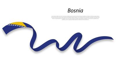 Waving ribbon or banner with flag of Bosnia. vector