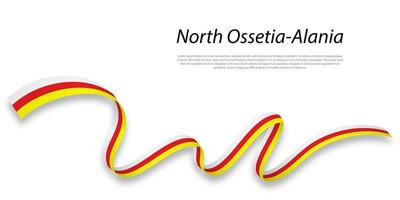 Waving ribbon or stripe with flag of North Ossetia-Alania vector