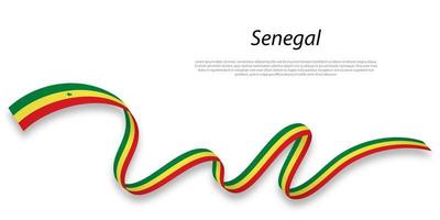 Waving ribbon or banner with flag of Senegal. vector