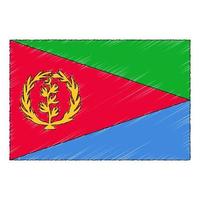 Hand drawn sketch flag of Eritrea. doodle style icon vector