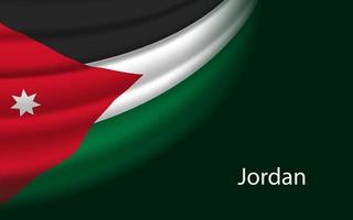 Wave flag of Jordan on dark background. Banner or ribbon vector