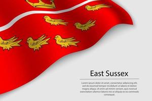 Wave flag of East Sussex is a county of England. Banner or ribbo vector