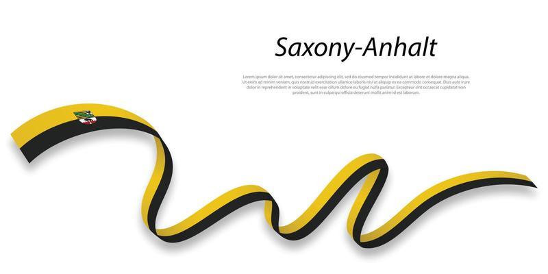 Waving ribbon or stripe with flag of Saxony-Anhalt