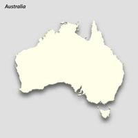 3d isometric map of Australia isolated with shadow vector