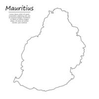 Simple outline map of Mauritius, silhouette in sketch line style vector