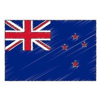 Hand drawn sketch flag of New Zealand. doodle style icon vector