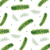 Spruce leaf seamless pattern on white background, christmas theme, find fill pattern on swatches vector