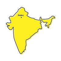 Simple outline map of India with capital location vector